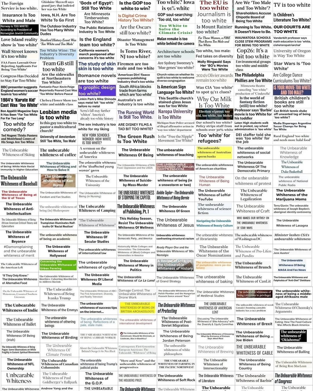 Anti-white headlines in Western news media