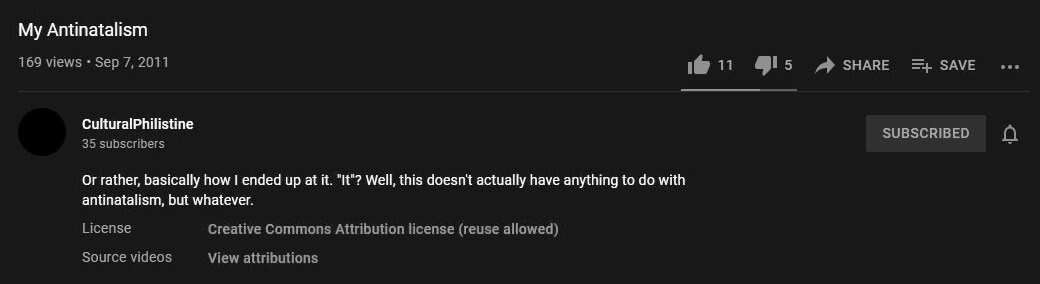 Screenshot for CulturalPhilistine's "My Antinatalism" video.