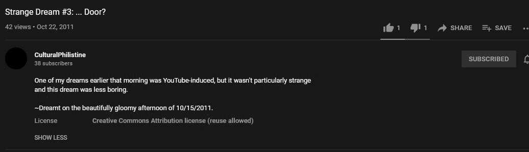 Screenshot for CulturalPhilistine's "Strange Dream #3: ... Door?" video.