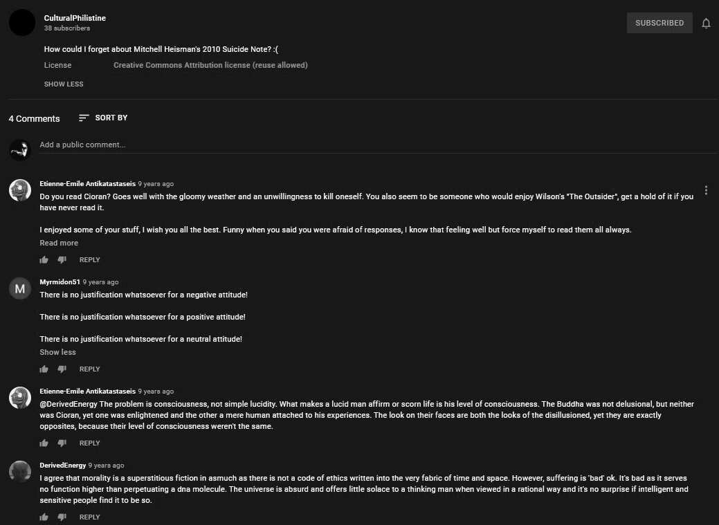 Screenshot for CulturalPhilistine's "Done with YouTube" video.