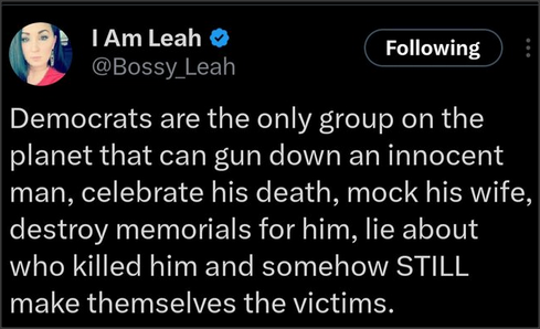 Democrats playing victims after Charlie Kirk assassination.