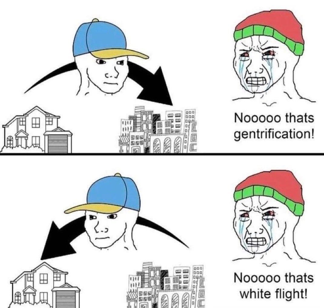 Gentrification vs white flight accusation