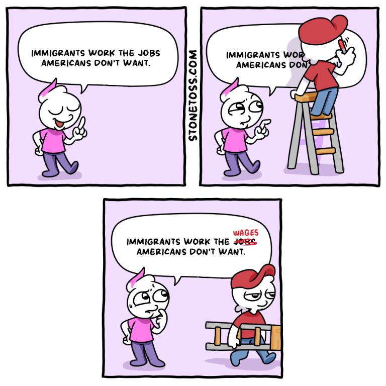Immigrants work lower wages, not unwanted jobs Stonetoss Comic