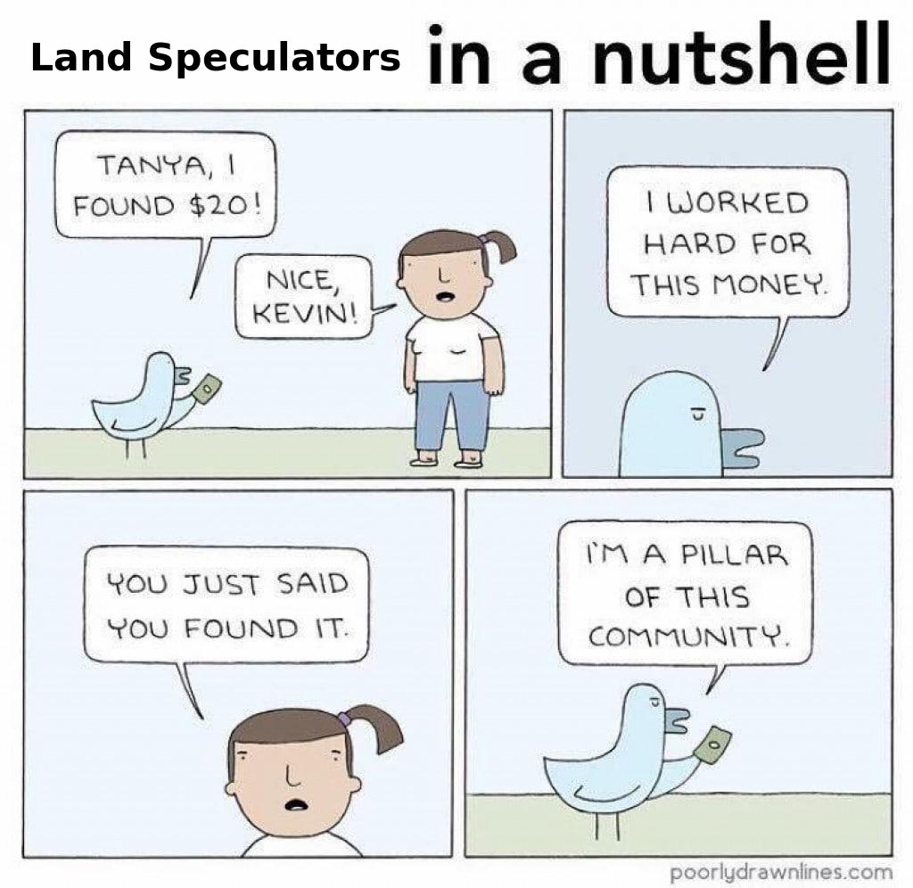 Land speculators in a nutshell