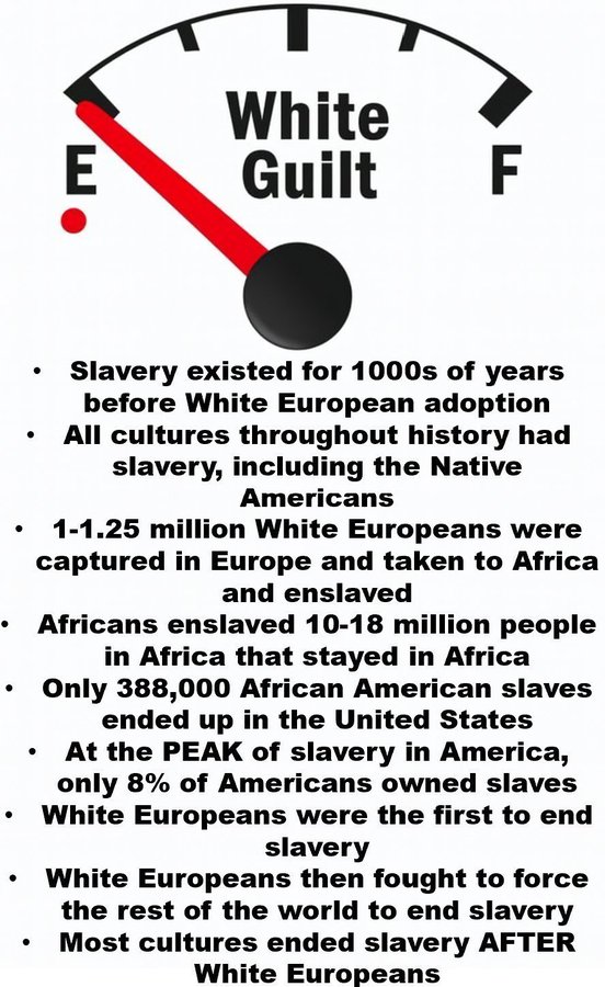 There are no good reasons why white people should be guilty about slavery in the past.