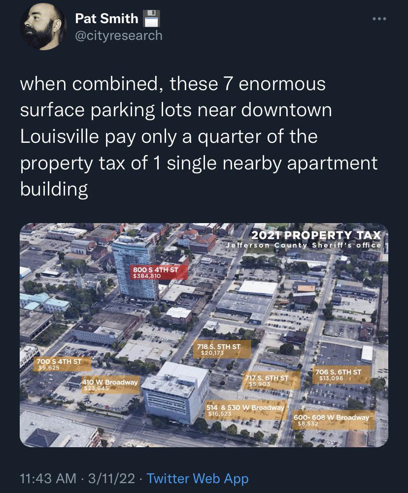 Parking lots don't pay enough land value taxes