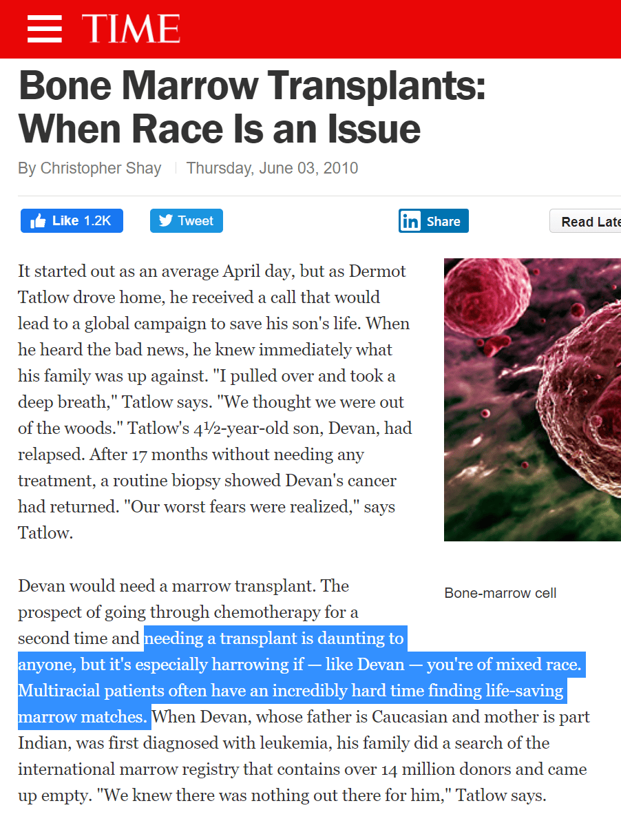 Time Magazine says that race matters in organ transplants.