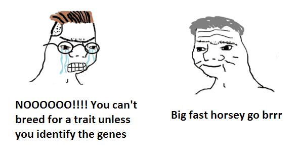 Breeding traits without identifying genes meme